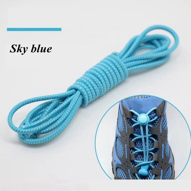 1 Pair 22 Colors Elastic Shoelaces Round Locking No Tie Shoe Laces Kids Adult Quick Lazy Laces Rubber Sneakers Shoelace T1