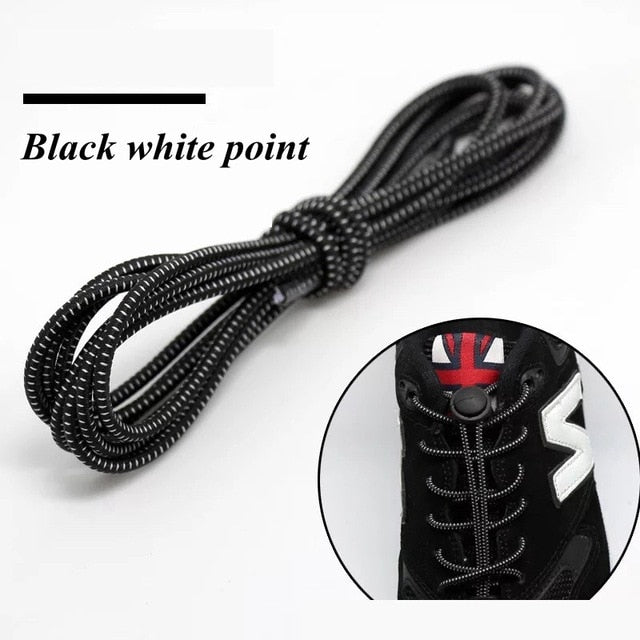 1 Pair 22 Colors Elastic Shoelaces Round Locking No Tie Shoe Laces Kids Adult Quick Lazy Laces Rubber Sneakers Shoelace T1