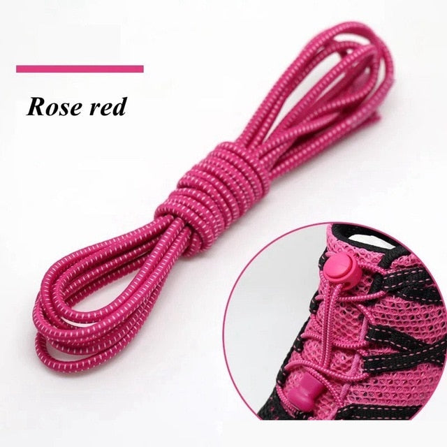 1 Pair 22 Colors Elastic Shoelaces Round Locking No Tie Shoe Laces Kids Adult Quick Lazy Laces Rubber Sneakers Shoelace T1