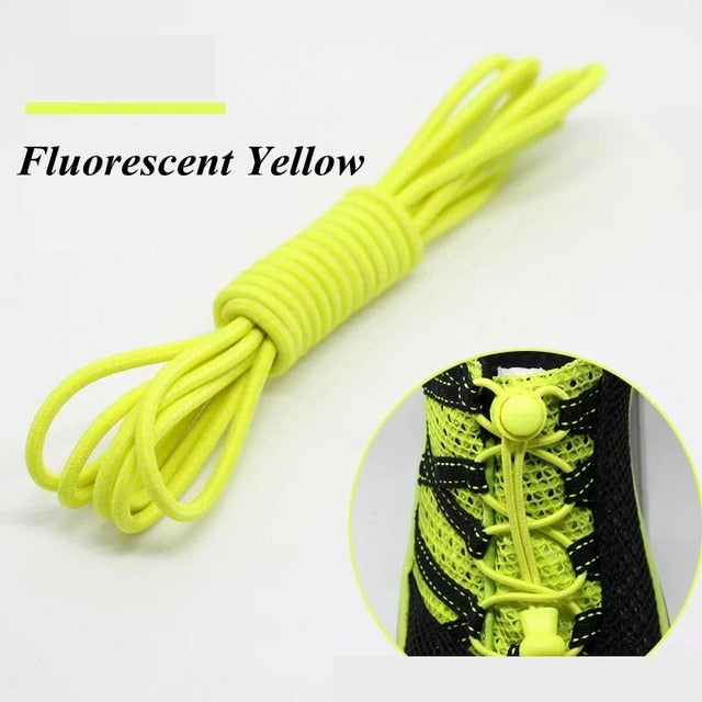 1 Pair 22 Colors Elastic Shoelaces Round Locking No Tie Shoe Laces Kids Adult Quick Lazy Laces Rubber Sneakers Shoelace T1