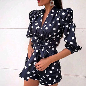 Chic Women Polka Dot Print Fashion Za Black Playsuits