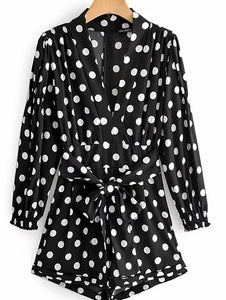 Chic Women Polka Dot Print Fashion Za Black Playsuits