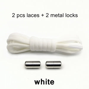 Third Version Elastic No Tie Shoelaces Metal Lock Shoe Laces For Kids Adult Sneakers Quick Shoelaces Semicircle Shoestrings F089