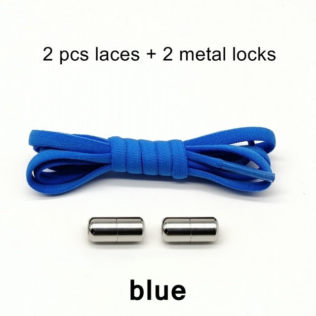 Third Version Elastic No Tie Shoelaces Metal Lock Shoe Laces For Kids Adult Sneakers Quick Shoelaces Semicircle Shoestrings F089