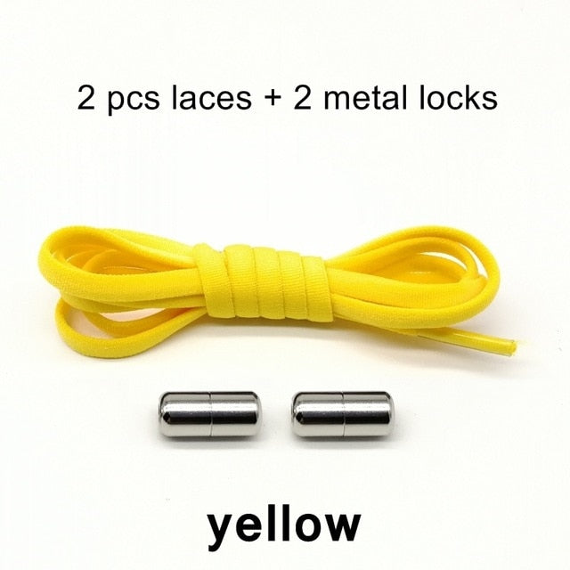 Third Version Elastic No Tie Shoelaces Metal Lock Shoe Laces For Kids Adult Sneakers Quick Shoelaces Semicircle Shoestrings F089