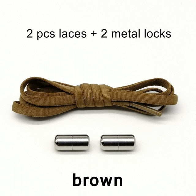 Third Version Elastic No Tie Shoelaces Metal Lock Shoe Laces For Kids Adult Sneakers Quick Shoelaces Semicircle Shoestrings F089