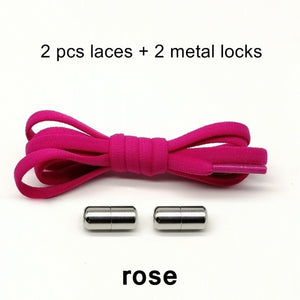 Third Version Elastic No Tie Shoelaces Metal Lock Shoe Laces For Kids Adult Sneakers Quick Shoelaces Semicircle Shoestrings F089