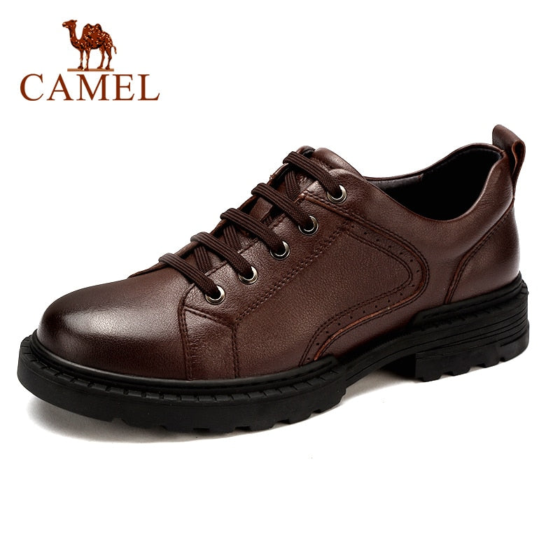 CAMEL Autumn Genuine Leather Men Shoes England Business Dress Casual Comfortable Dad Shoes Men Big Scalp Non-slip Footwear