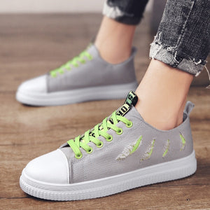 Low Cut Men Canvas Casual Shoes Mixed Colors Flat Vulcanize Shoes Sewing Lace-Up Novelty Summer Breathable Boy Sneakers Shallow