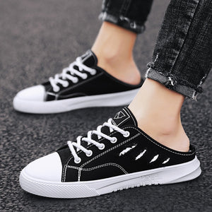 Low Cut Men Canvas Casual Shoes Mixed Colors Flat Vulcanize Shoes Sewing Lace-Up Novelty Summer Breathable Boy Sneakers Shallow