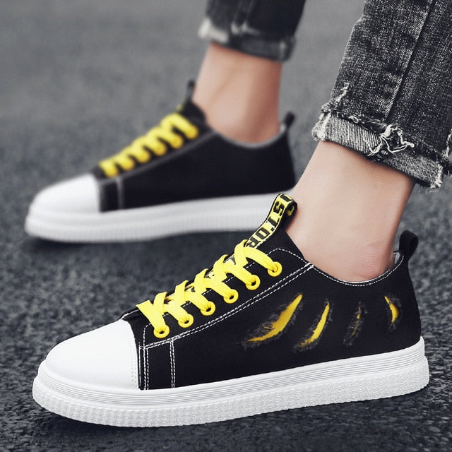 Low Cut Men Canvas Casual Shoes Mixed Colors Flat Vulcanize Shoes Sewing Lace-Up Novelty Summer Breathable Boy Sneakers Shallow