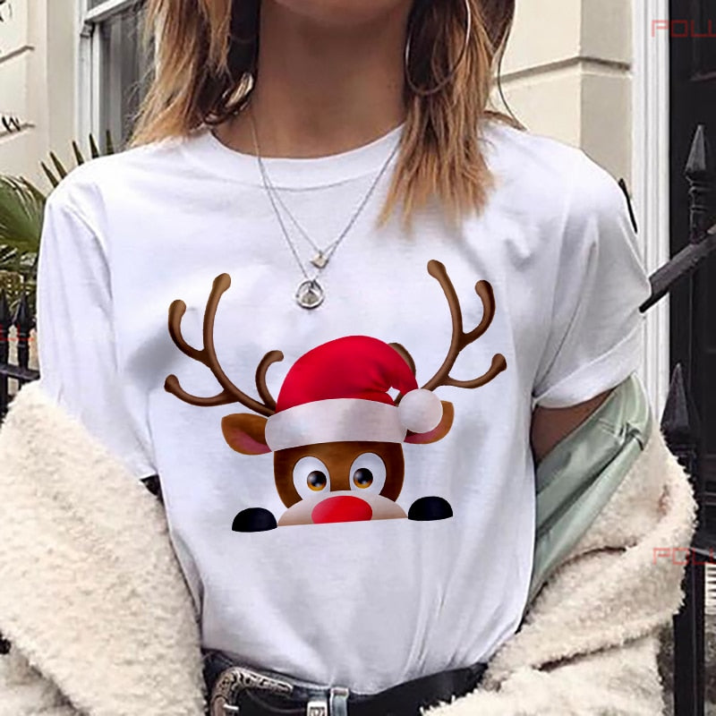 New kawaii reindeer t shirt women fashion Christmas