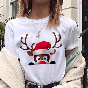 New kawaii reindeer t shirt women fashion Christmas