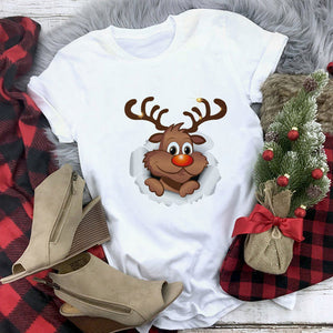 New kawaii reindeer t shirt women fashion Christmas