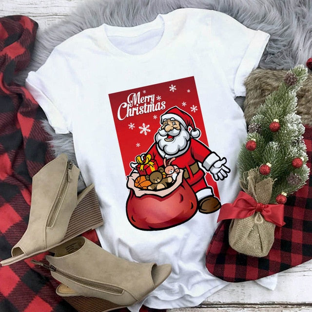 New kawaii reindeer t shirt women fashion Christmas