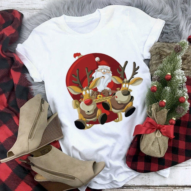 New kawaii reindeer t shirt women fashion Christmas