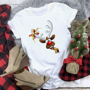 New kawaii reindeer t shirt women fashion Christmas