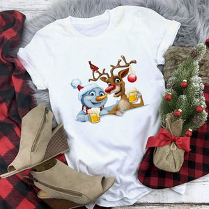 New kawaii reindeer t shirt women fashion Christmas