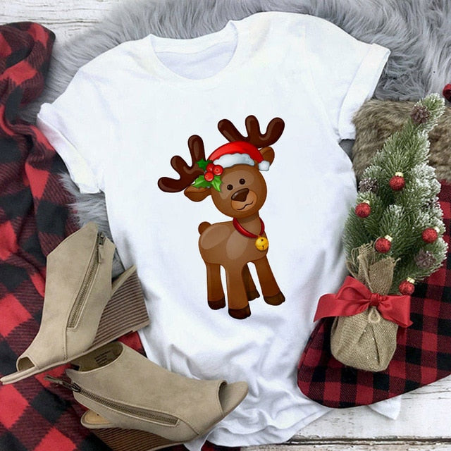 New kawaii reindeer t shirt women fashion Christmas