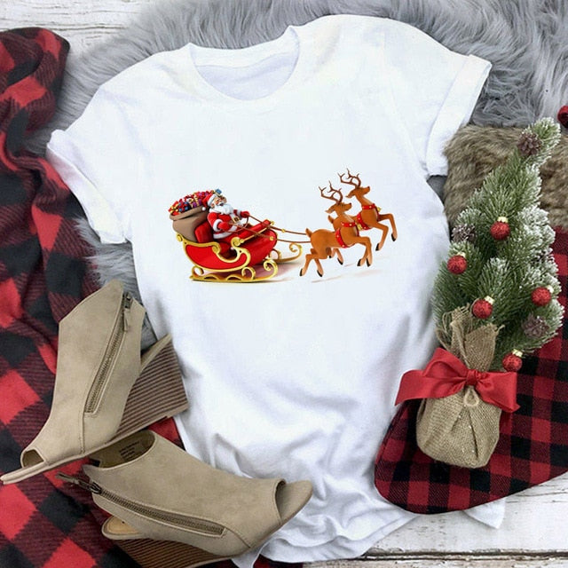 New kawaii reindeer t shirt women fashion Christmas