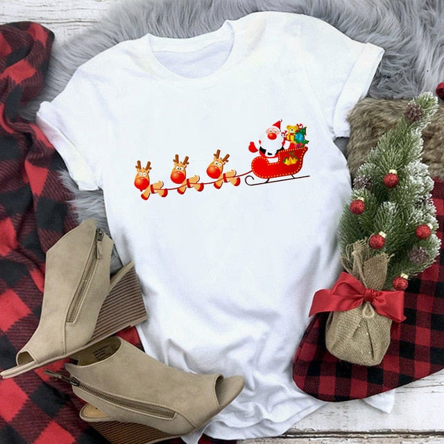 New kawaii reindeer t shirt women fashion Christmas