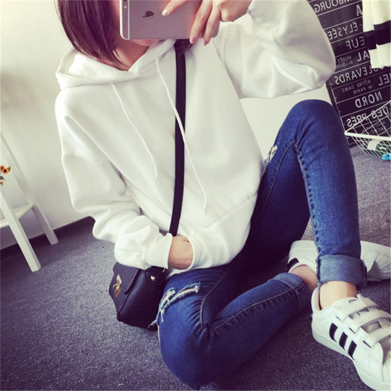 Social Harajuku Hoodies For Girls Solid