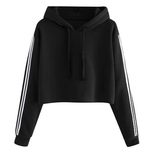 Hooded Solid Lace Up Sweatshirts Female Women