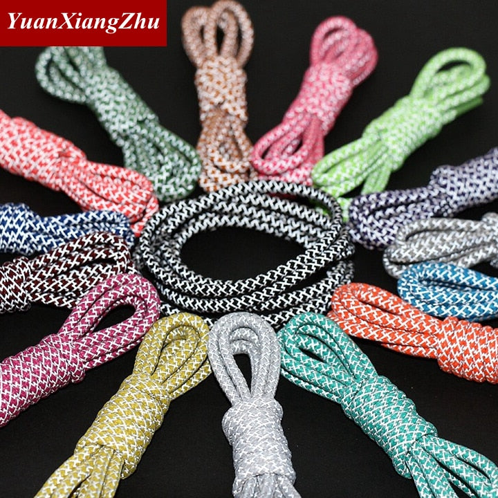 1Pair 100/120/140/160cm Fluorescent Sneaker Shoestrings Sport Shoelaces 3M Reflective Round Rope Shoes Lace Light Shoelaces