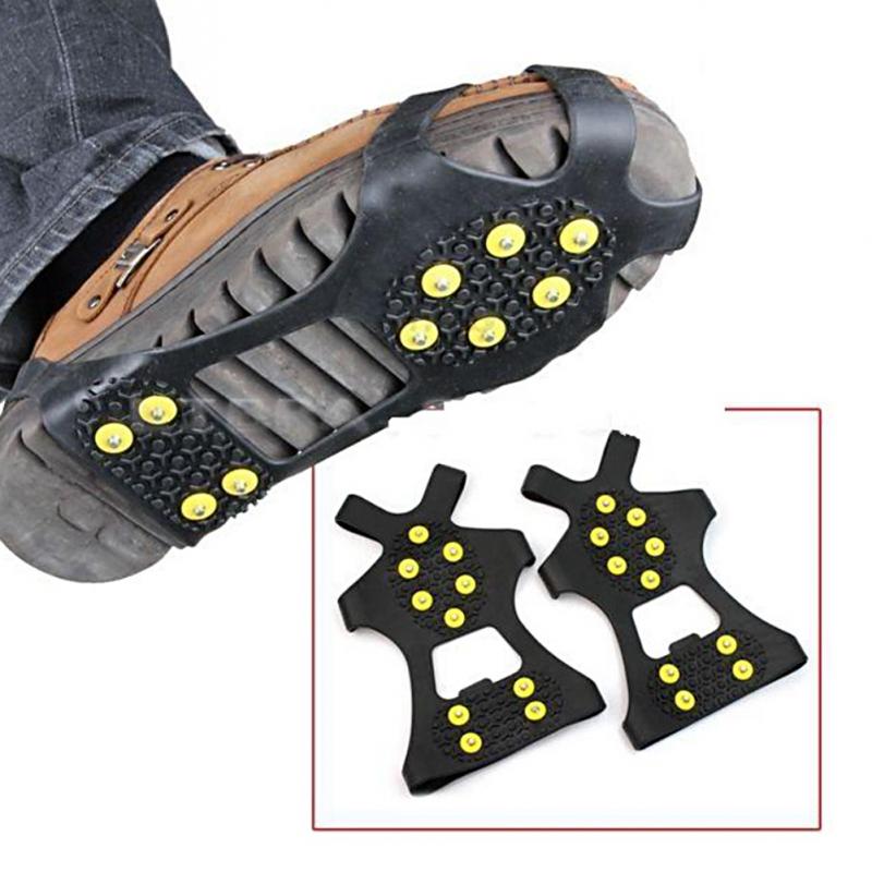 1 Pair S M L 10 Studs Anti-Skid Snow Ice Climbing Shoe Spikes Grips Crampons Cleats Overshoes crampons spike shoes crampon